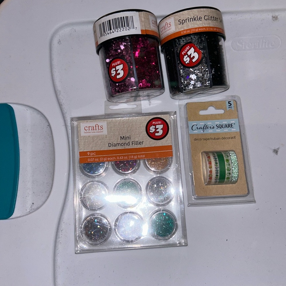 Sprinkle glitter setx2, mini diamond filler, and 5 pack of deco tape all nwt